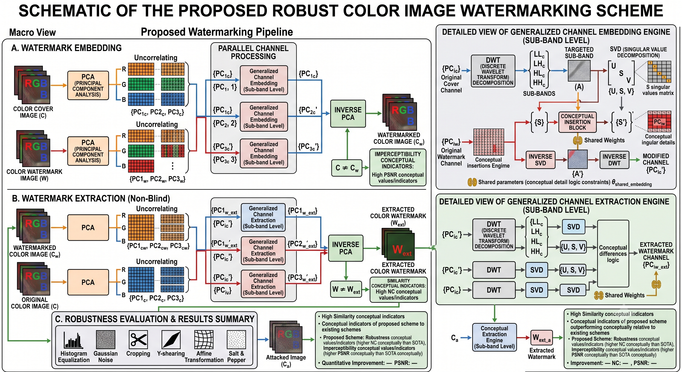 PCA-DWT-SVD based color image watermarking